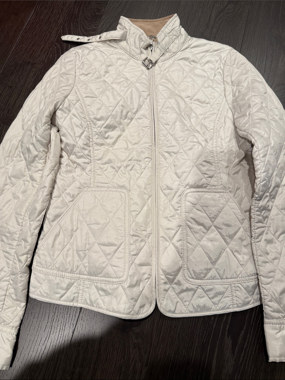 Banana Republic Cream Quilted Zip-Front Jacket